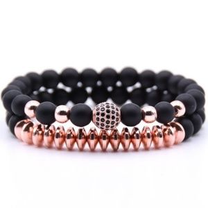 2pc Rose Gold Bracelet Set